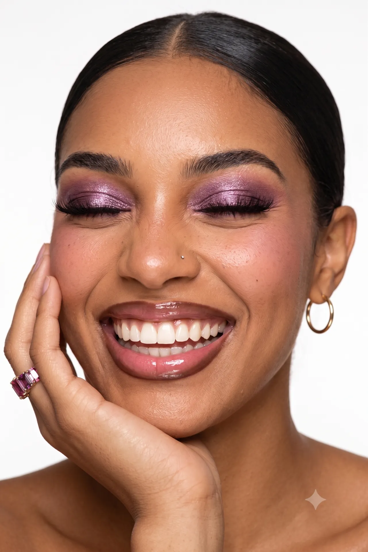 Editorial portrait — glitter detail