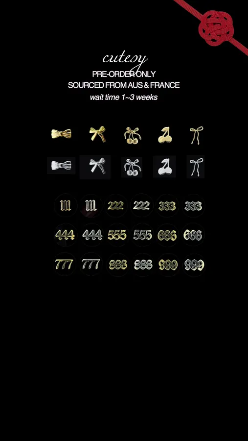 18k gold charm menu: angel numbers
