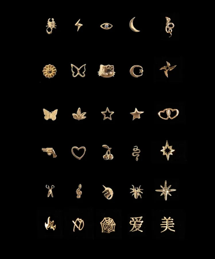 18k gold charm menu: icons