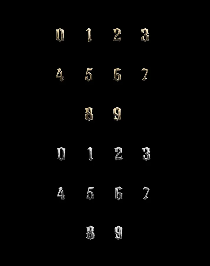 18k gold charm menu: numbers
